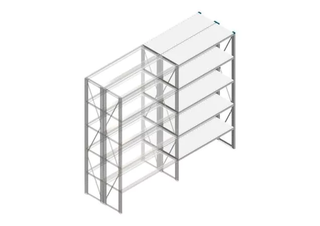 Aanbouwsectie Nedcon SF Legbordstelling 2200x1270x800mm hxbxd 5 niveaus Metaal Verzinkt 65kg Dubbel