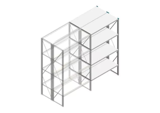 Aanbouwsectie Nedcon SF Legbordstelling 2200x1270x1000mm hxbxd 4 niveaus Metaal Verzinkt 60kg Dubbel