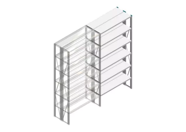 Aanbouwsectie Nedcon SF Legbordstelling 2500x1270x600mm hxbxd 5 niveaus Metaal Verzinkt 70kg Dubbel