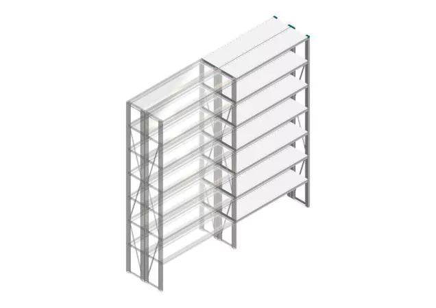 Aanbouwsectie Nedcon SF Legbordstelling 2500x1270x600mm hxbxd 7 niveaus Metaal Verzinkt 175kg Dubbel