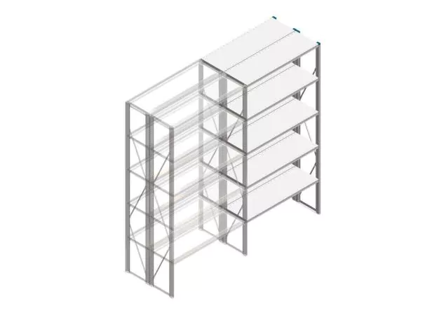 Aanbouwsectie Nedcon SF Legbordstelling 2500x1270x800mm hxbxd 5 niveaus Metaal Verzinkt 65kg Dubbel