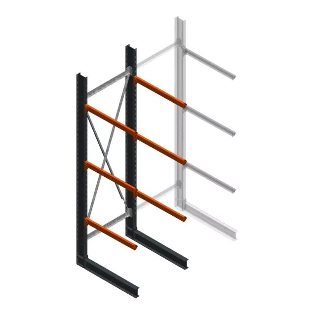 Zware draagarmstelling enkelzijdig 4000x1200x1200mm (hxbxd) 3 niveaus beginsectie