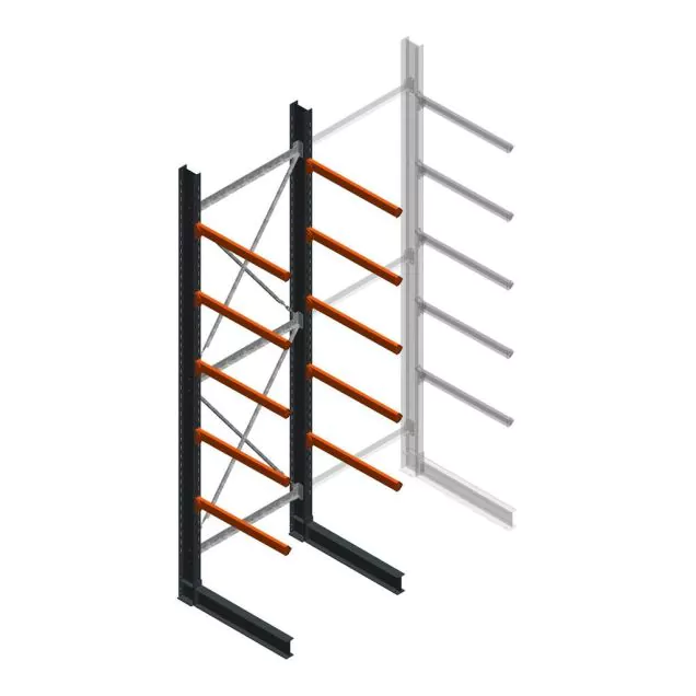 Zware draagarmstelling enkelzijdig 5000x1500x1200mm (hxbxd) 5 niveaus beginsectie